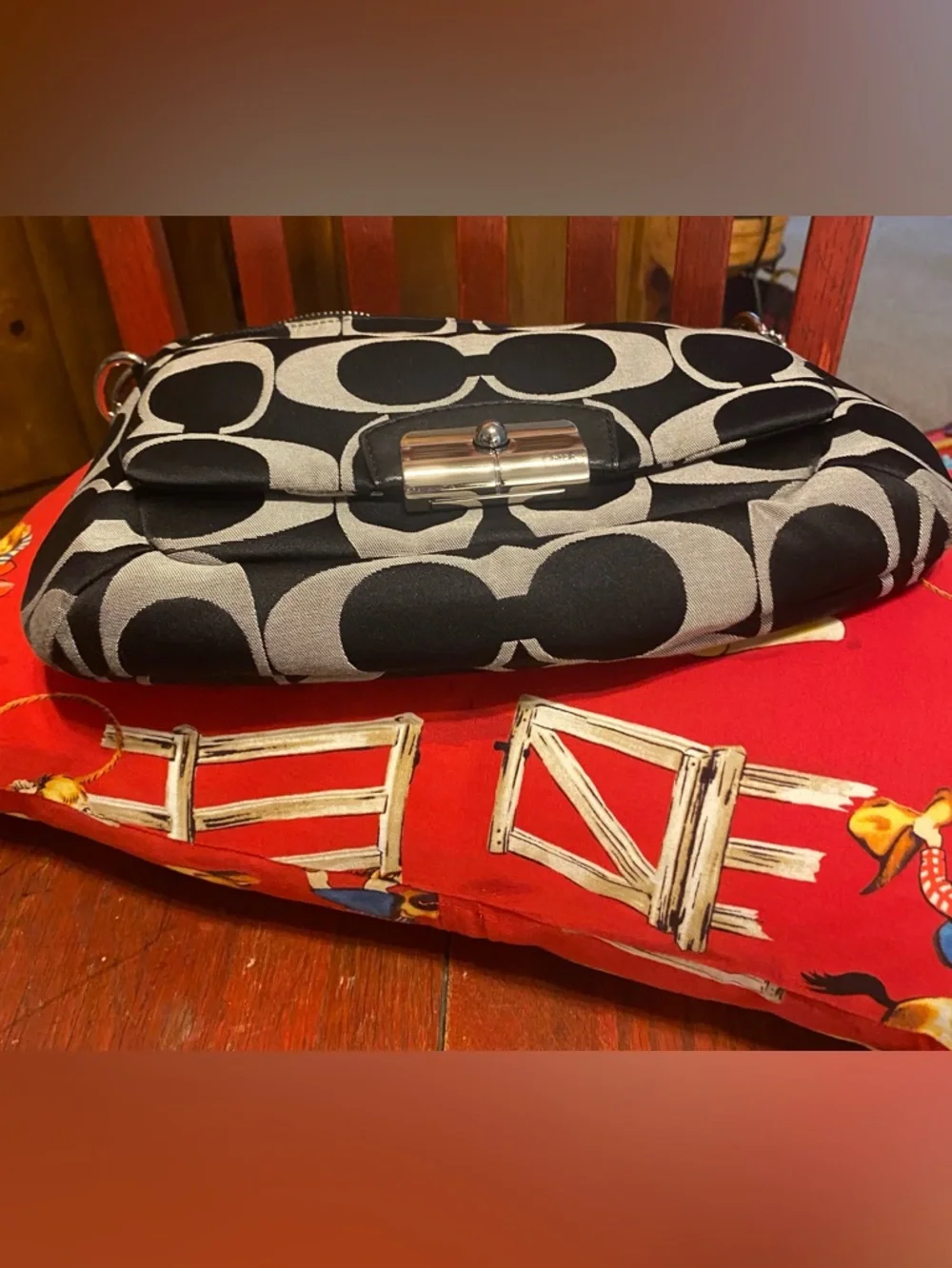 Vintage Coach Kristin Signature East West Bag Black Grey Y2K Indie Sleaze Retro - Picture 13 of 16